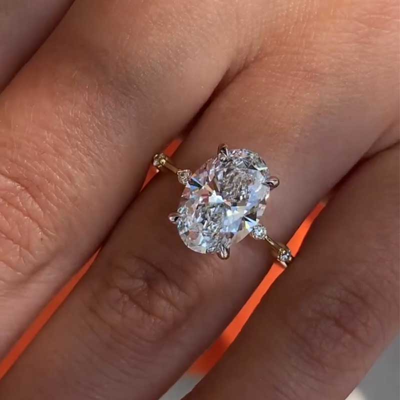 Louily Bright Yellow Gold Oval Cut Engagement Ring In Sterling Silver - louilyjewelry