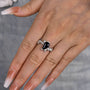 Louily Unique Leaf Design Black Stone Coffin Cut Engagement Ring In Sterling Silver - louilyjewelry