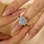 2.0Ct Halo Heart Cut Promise Ring Split Shank Travel Ring In Sterling Silver - louilyjewelry
