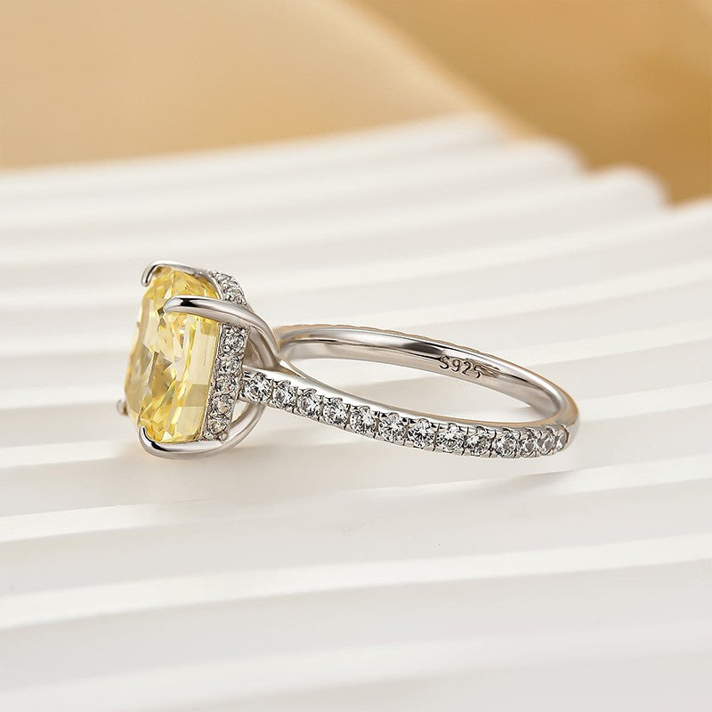 4.5Ct Yellow Stone Cushion Cut Engagement Ring Promise Ring For Her - louilyjewelry