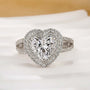 2.0Ct Halo Heart Cut Promise Ring Split Shank Travel Ring In Sterling Silver - louilyjewelry