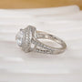 2.0Ct Halo Heart Cut Promise Ring Split Shank Travel Ring In Sterling Silver - louilyjewelry