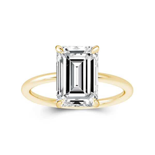 Louily Moissanite Emerald Cut Solitaire Engagement Ring