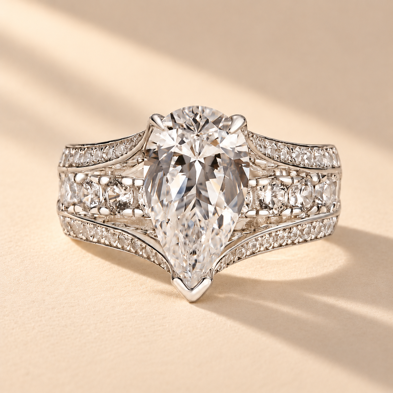 Louily Luxury Pear Cut Engagement Ring