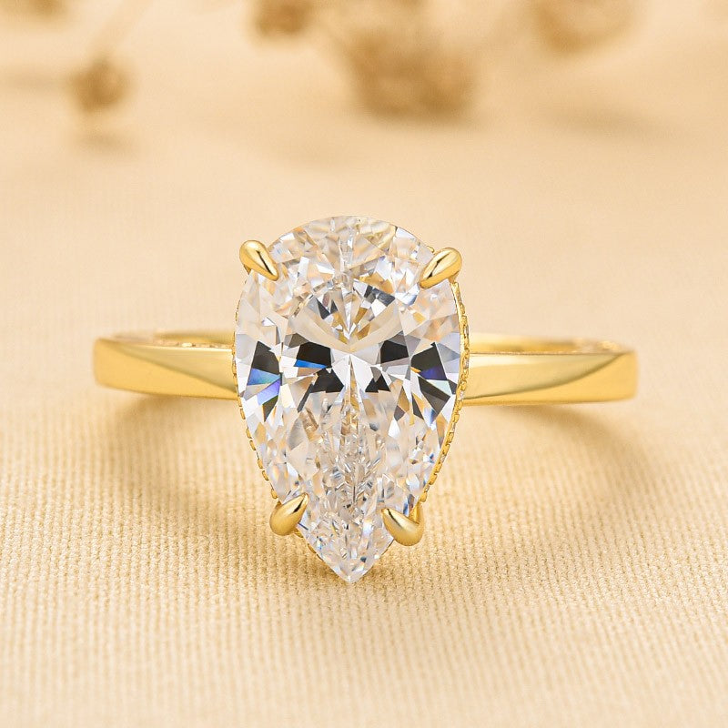 Classic 4.0Ct Pear Cut Engagement Ring Promise Ring In Sterling Silver