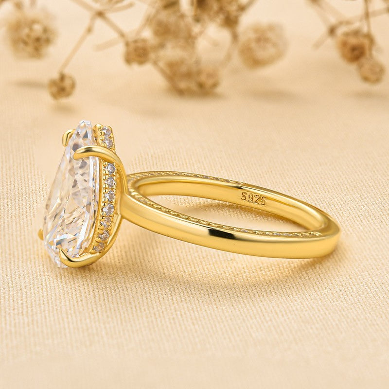 Classic 4.0Ct Pear Cut Engagement Ring Promise Ring In Sterling Silver