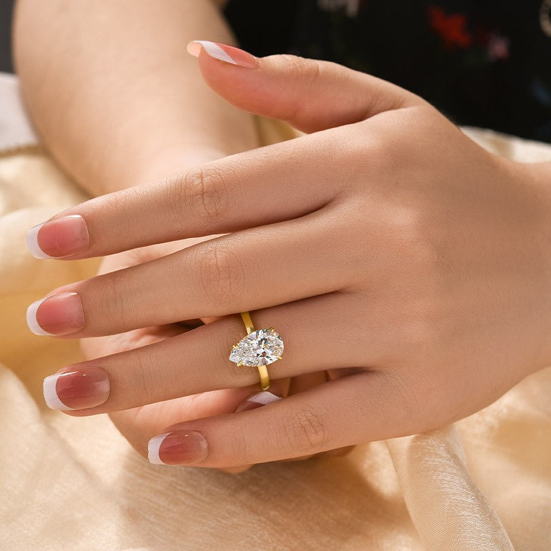 Classic 4.0Ct Pear Cut Engagement Ring Promise Ring In Sterling Silver