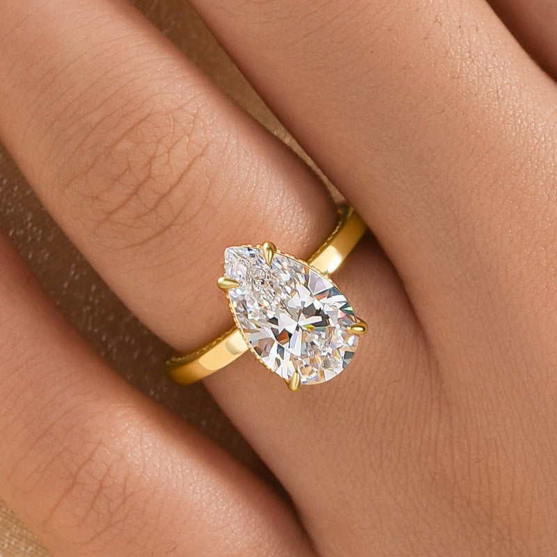 Classic 4.0Ct Pear Cut Engagement Ring Promise Ring In Sterling Silver