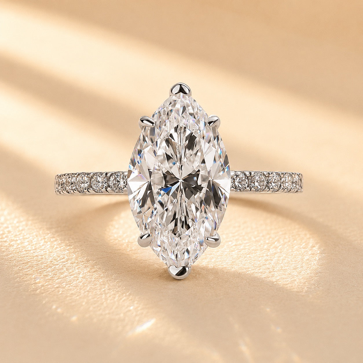 4.0Ct Marquise Cut Half Eternity Engagement Ring In Sterling Silver