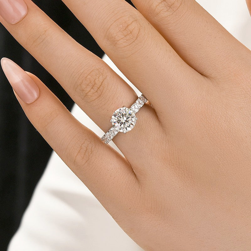 Moissanite 2.0Ct Round Cut Engagement Ring In Sterling Silver - louilyjewelry
