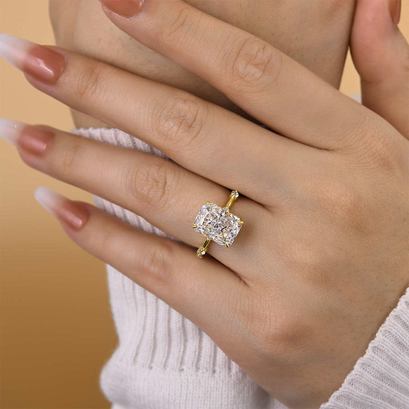 Louily Exclusive Crushed Ice Radiant Cut Simulated Diamond Engagement Ring - louilyjewelry
