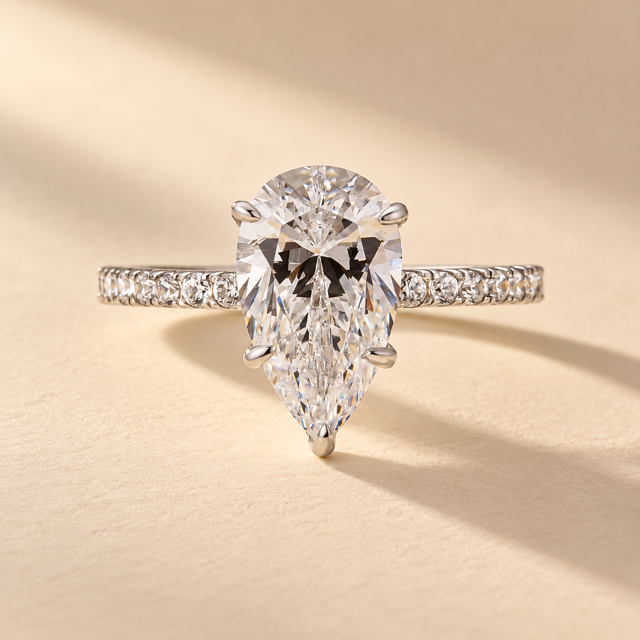 3.0Ct/4.5Ct Pear Cut Engagement Ring Gold Plated Travel Ring For Everyday Wear