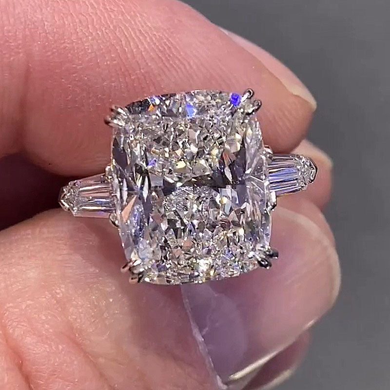 Louily Sparkle Cushion Cut Three Stone Engagement Ring - louilyjewelry