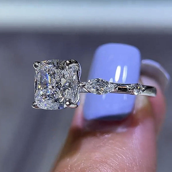 Louily Exquisite Crushed Ice Cushion Cut Engagement Ring