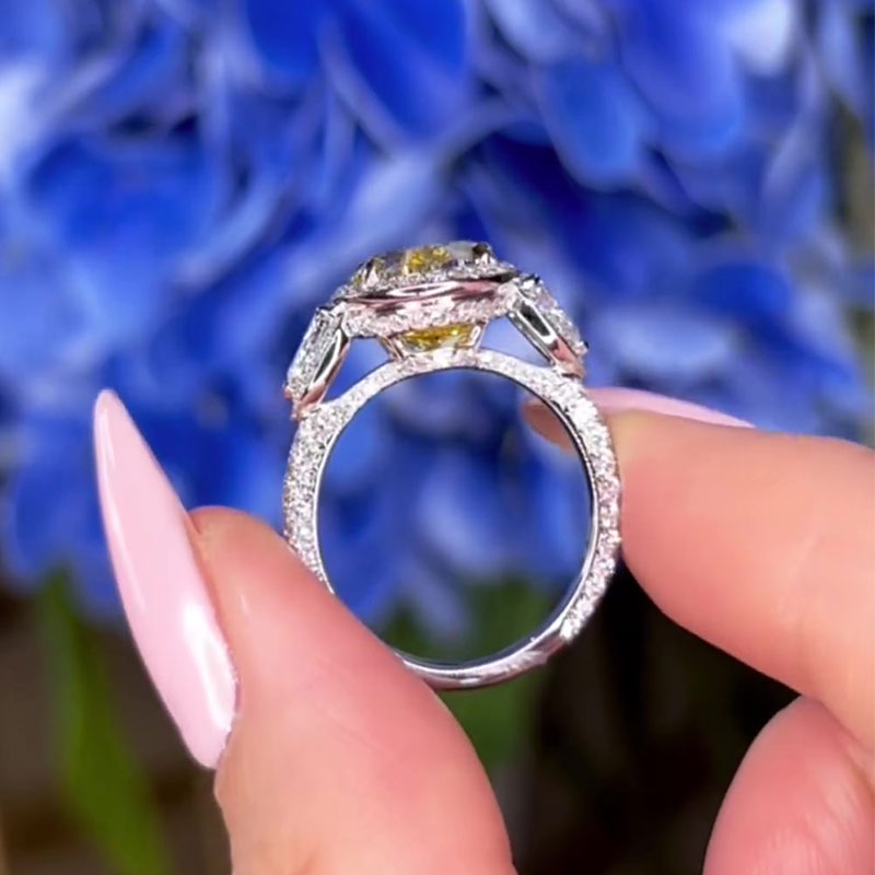 Louily Luxury Yellow Stone Halo Oval Cut Engagement Ring - louilyjewelry