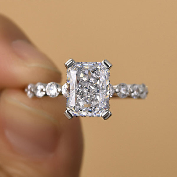 Louily Vintage Crushed Ice Radiant Cut Engagement Ring