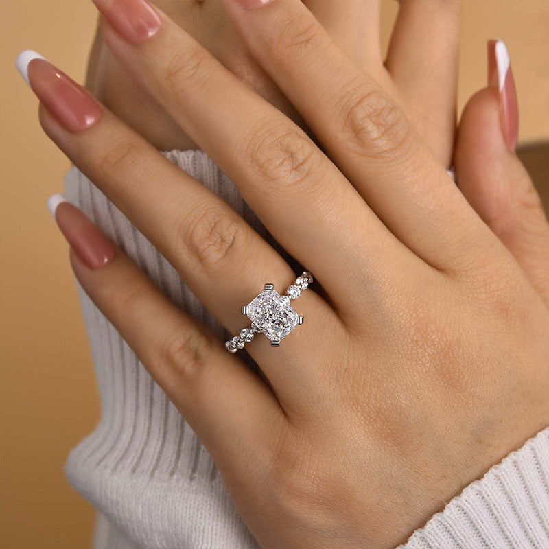 Louily Vintage Crushed Ice Radiant Cut Engagement Ring - louilyjewelry