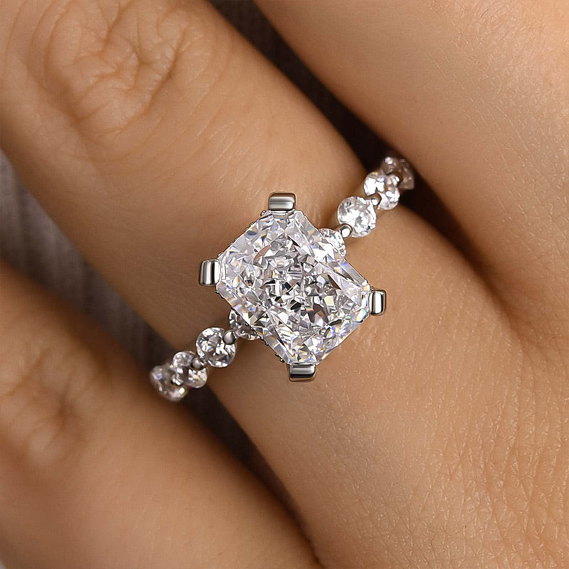 Louily Vintage Crushed Ice Radiant Cut Engagement Ring - louilyjewelry