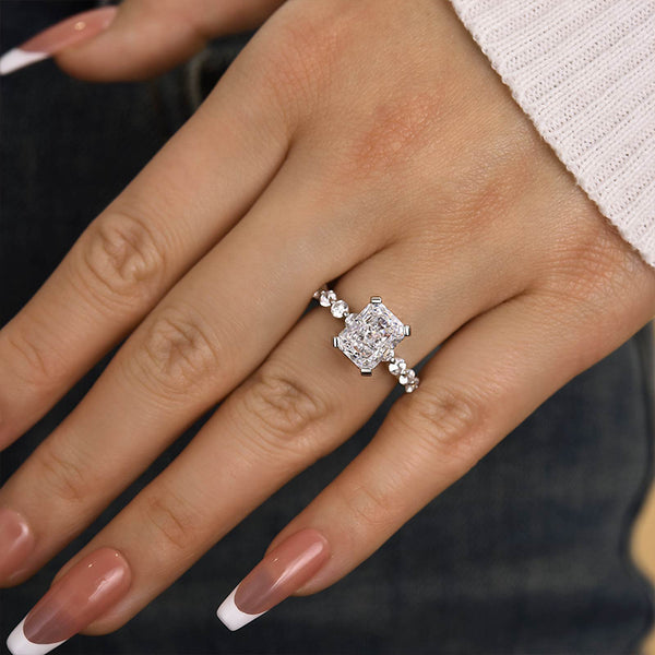 Louily Vintage Crushed Ice Radiant Cut Engagement Ring