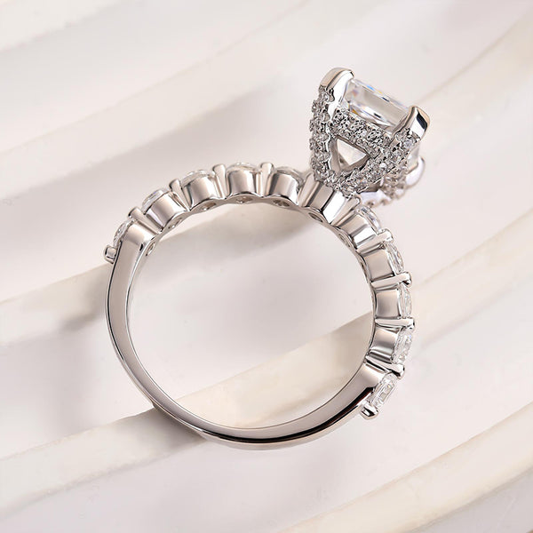 Louily Vintage Crushed Ice Radiant Cut Engagement Ring