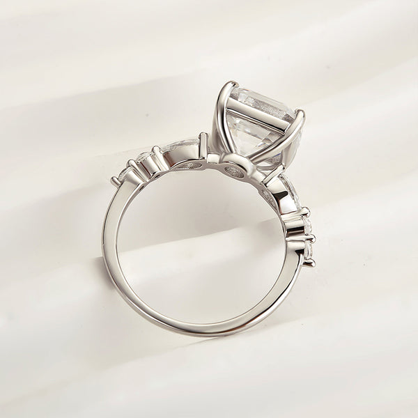 Louily Unique Asscher Cut Women's Engagement Ring In Sterling Silver