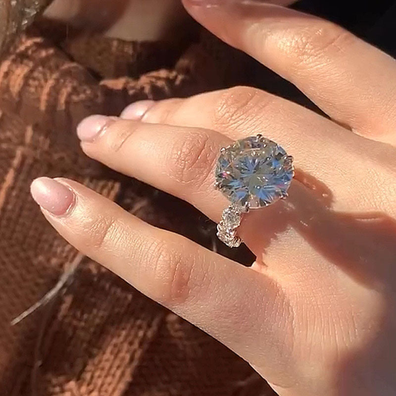 Louily Unique 6 Prong Round Cut Engagement Ring - louilyjewelry