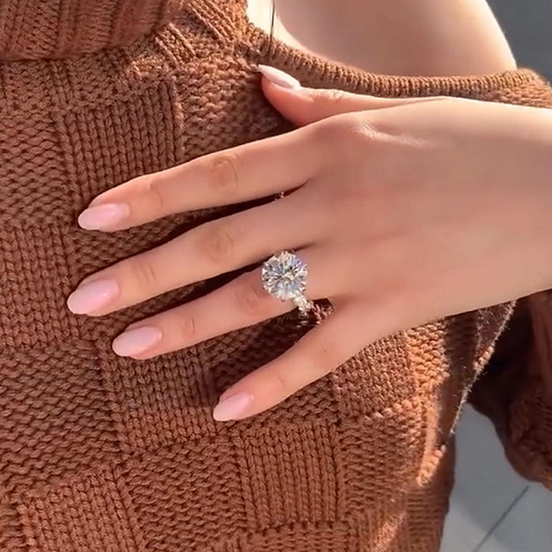 Louily Unique 6 Prong Round Cut Engagement Ring - louilyjewelry