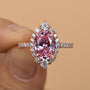 Louily Pink Stone Rose Gold Halo Oval Cut Engagement Ring - louilyjewelry