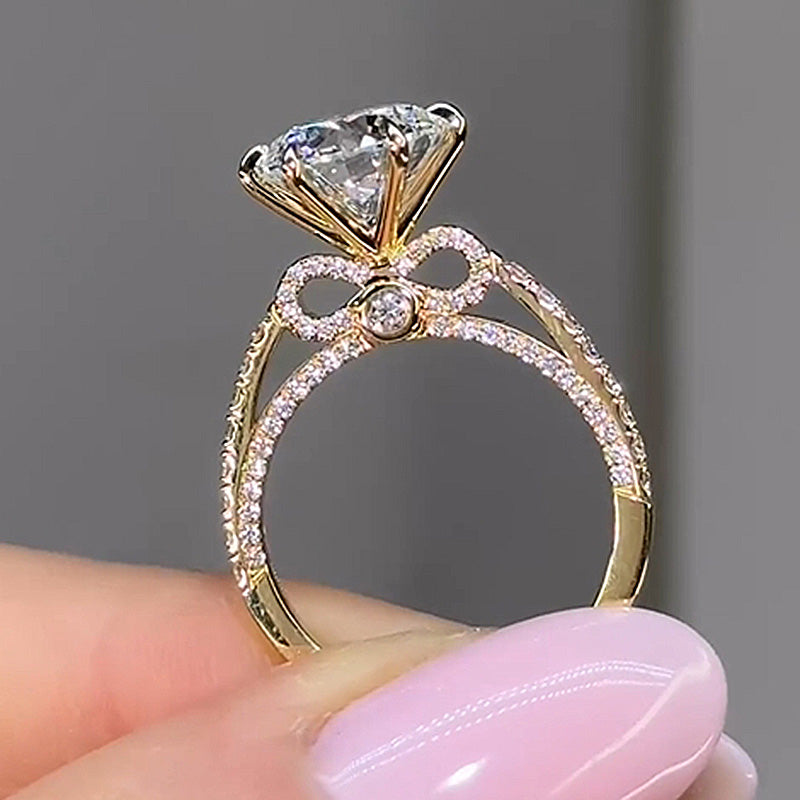 Louily Moissanite Bow Base Design 2.0 Carat Engagement Ring - louilyjewelry