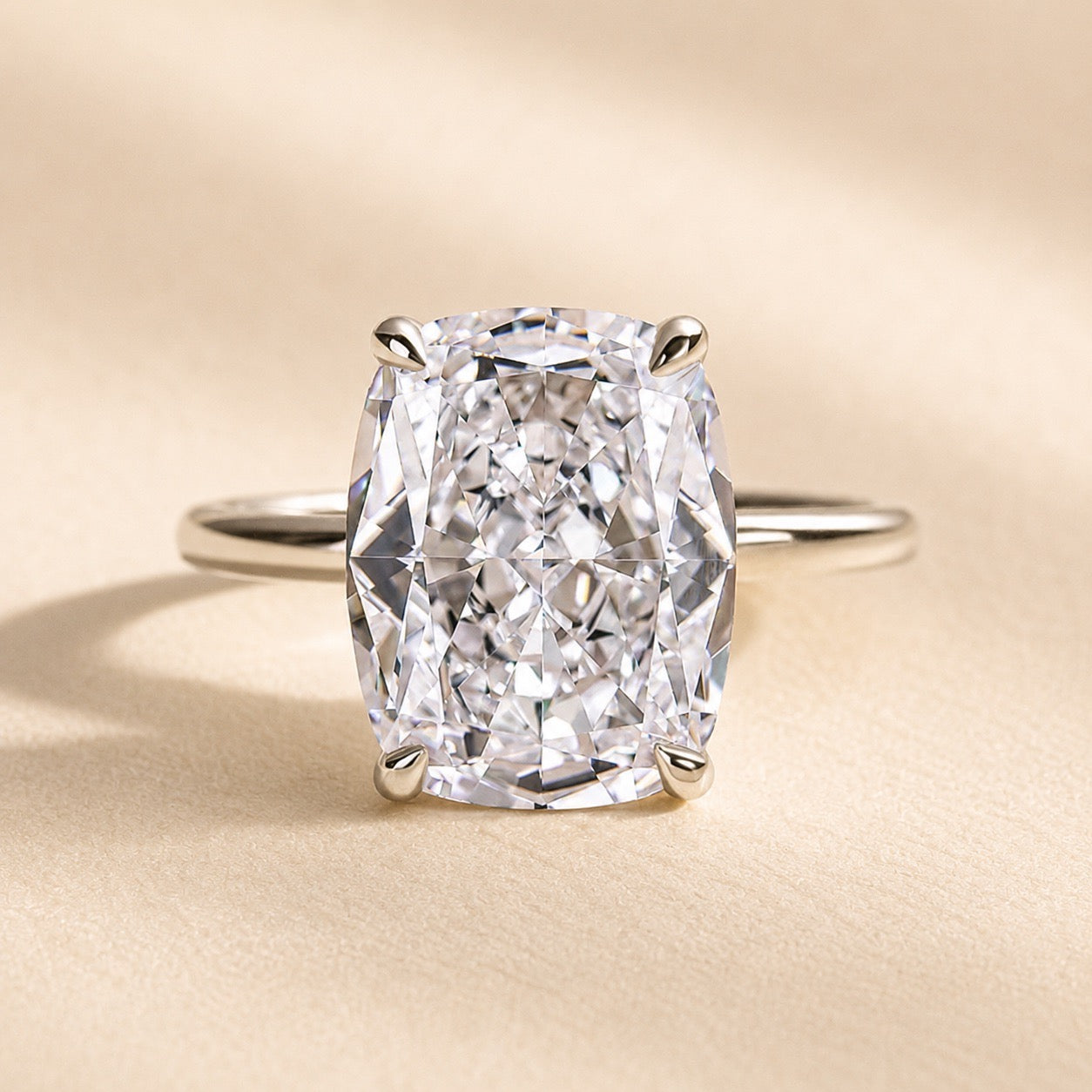 S925 Sparkle 4.5~8.5Ct Cushion Cut Engagement Ring In Sterling Silver Daily Wear Ring