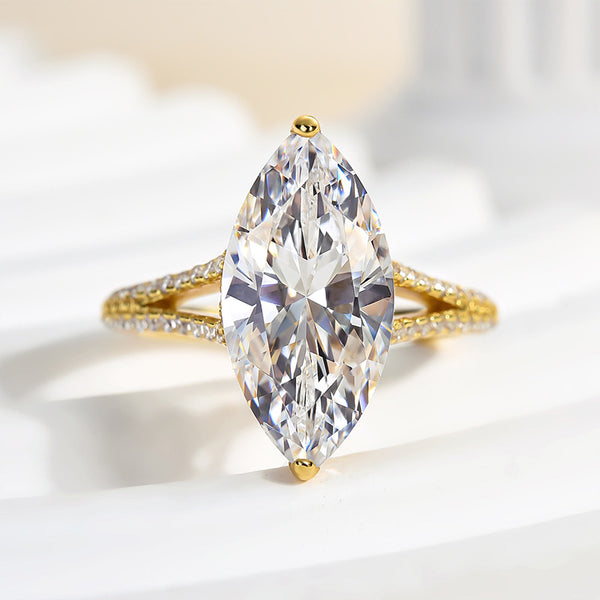 Louily Exquisite Split Shank Marquise Cut Engagement Ring