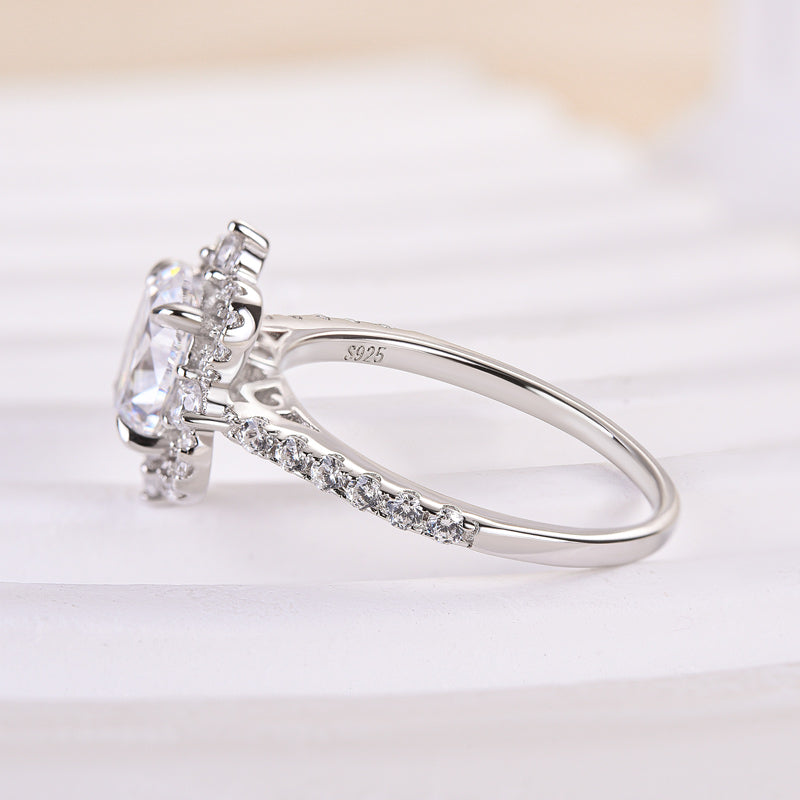 Louily Vintage Halo Oval Cut Engagement Ring - louilyjewelry