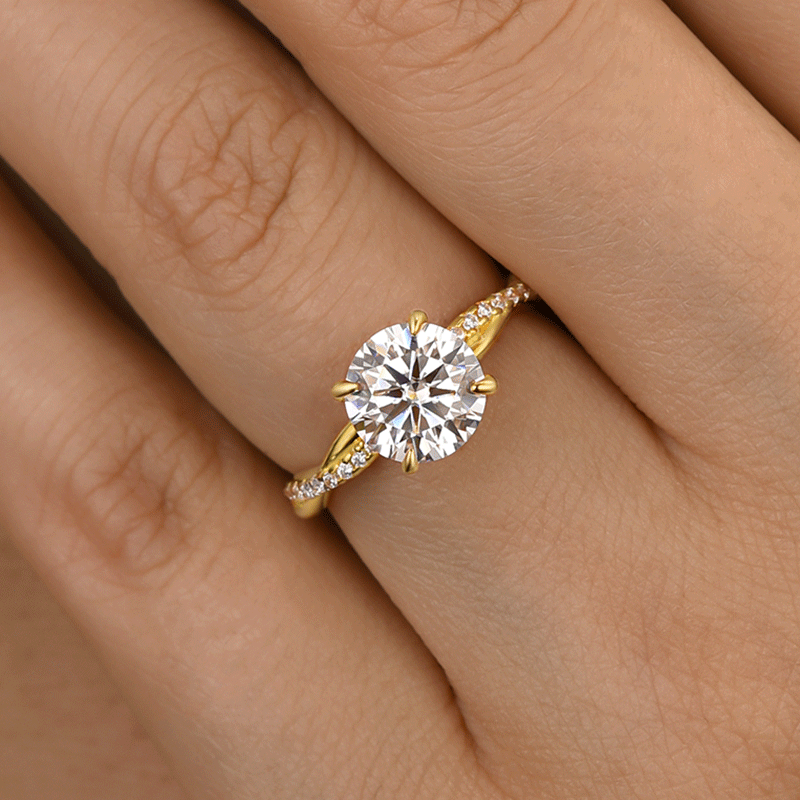 Louily Twist Moissanite 2.0 Carat Round Cut Promise Ring - louilyjewelry