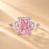 5.0Ct pink radiant cut three stone engagement ring