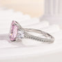 Louily Pink Stone Radiant Cut Three Stone Engagement Ring - louilyjewelry