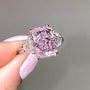 Louily Gorgeous Pink Stone Radiant Cut Three Stone Engagement Ring - louilyjewelry