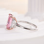 Louily Gorgeous Pink Stone Radiant Cut Three Stone Engagement Ring - louilyjewelry