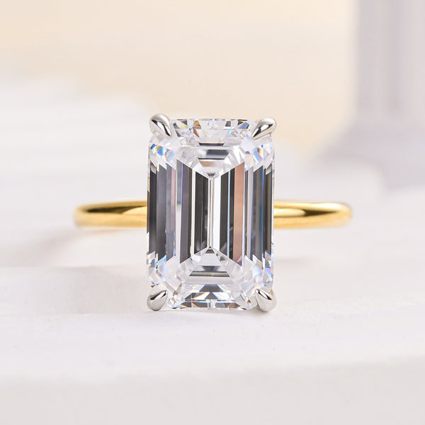 Louily Two-Tone Emerald Cut Engagement Ring