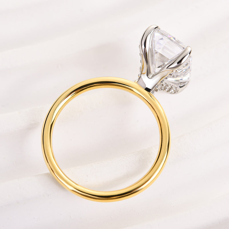 Louily Two-Tone Emerald Cut Engagement Ring - louilyjewelry