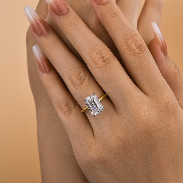 Louily Two-Tone Emerald Cut Engagement Ring