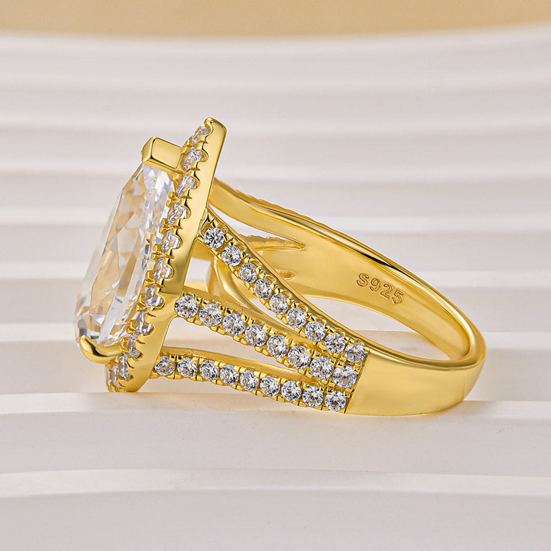 Louily Vintage Split Shank Halo Pear Cut Engagement Ring In Sterling Silver