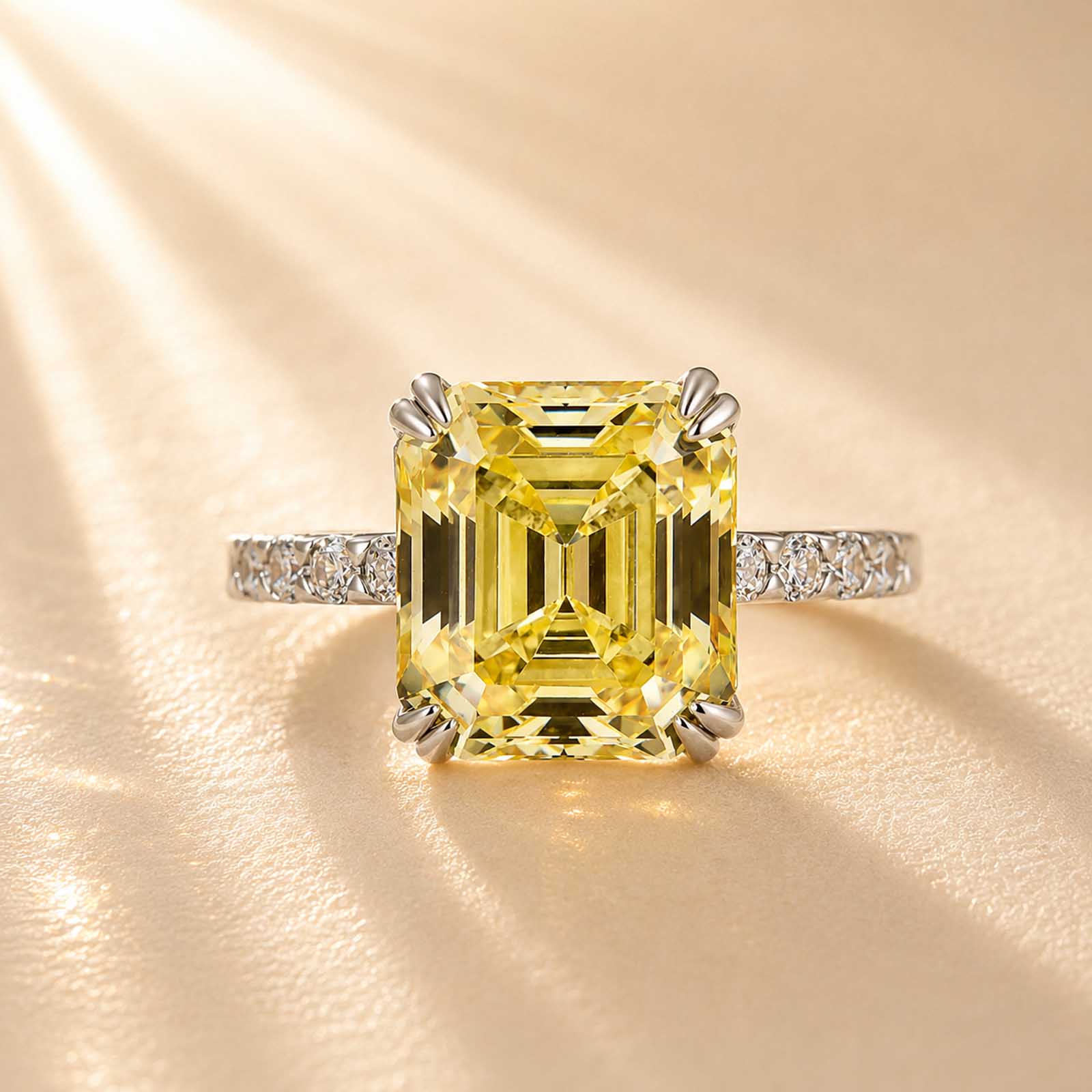 S925 Honorable 4.5Ct Asscher Cut Engagement Ring Stackable Travel Ring For Women