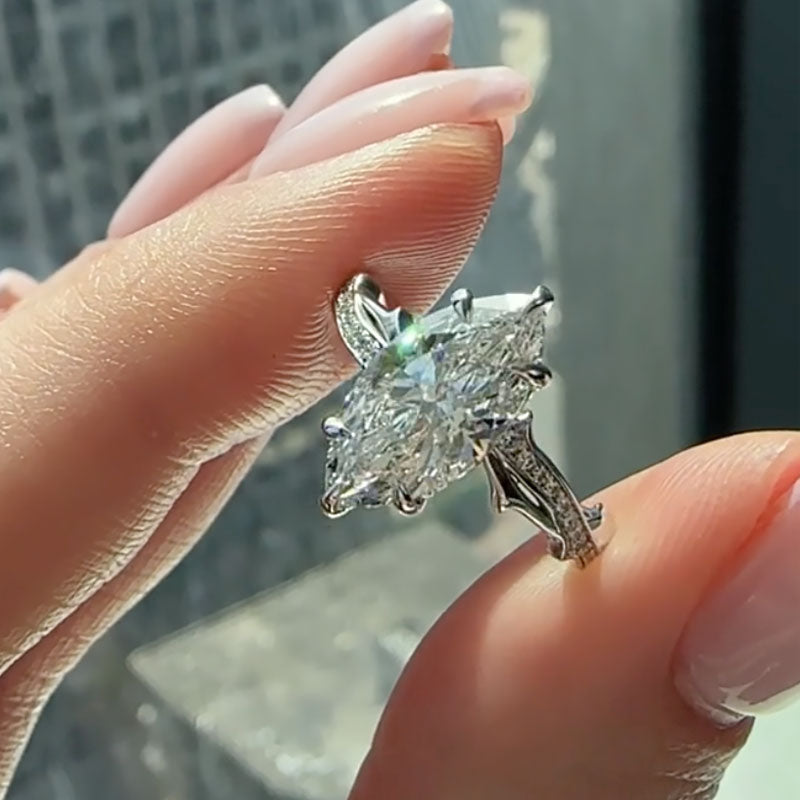 Louily Unique Marquise Cut Twist Engagement Ring For Women - louilyjewelry