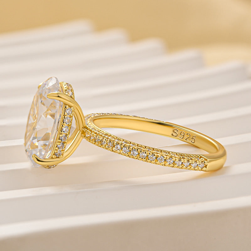 Classic 4.25Ct Oval Cut Engagement Ring With Hidden Halo In Sterling Silver