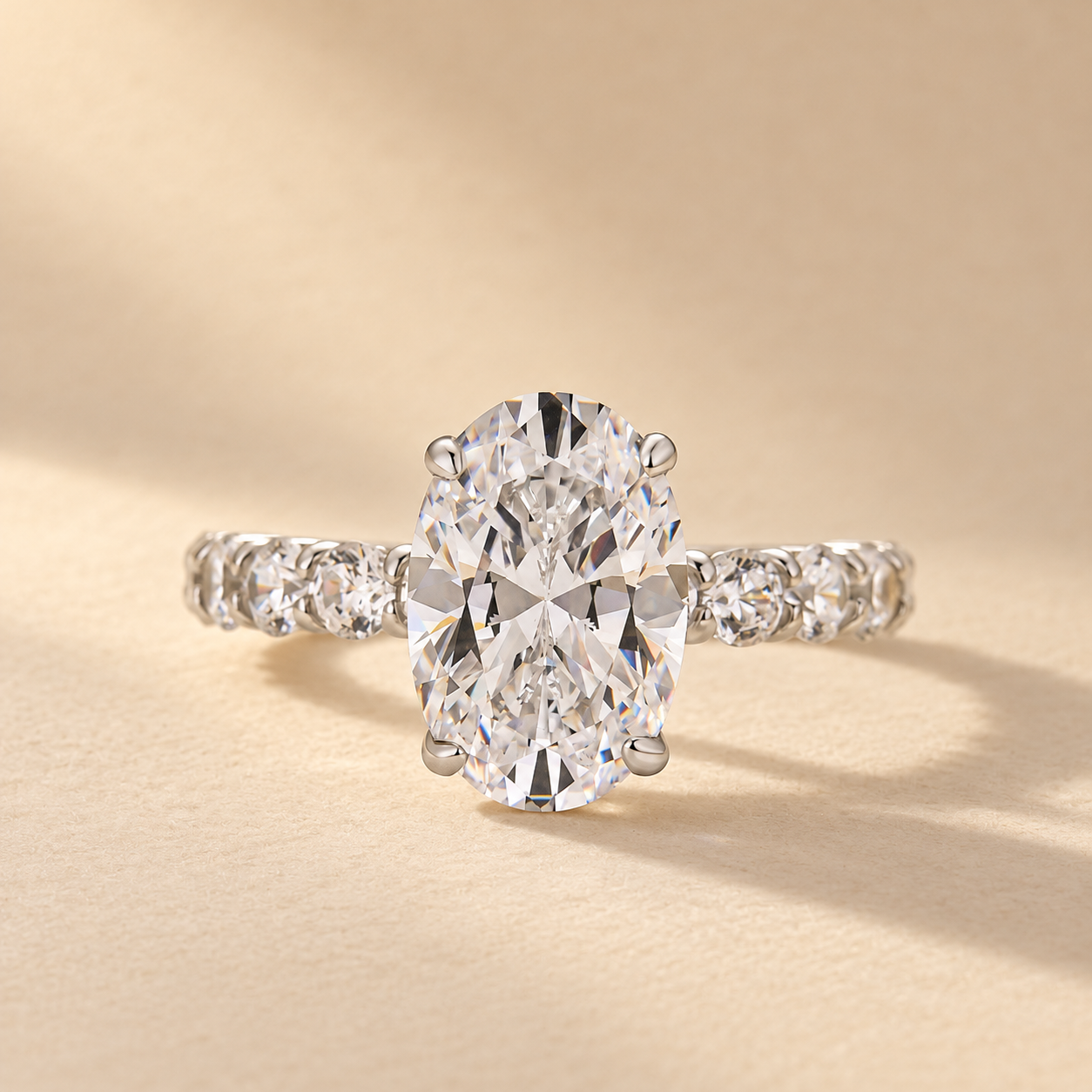 Luxe 4.0Ct Oval Cut Engagement Ring In Sterling Silver