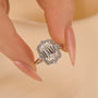 Vintage 3.0Ct Halo Emerald Cut White Stone Engagement Ring In Sterling Silver - louilyjewelry