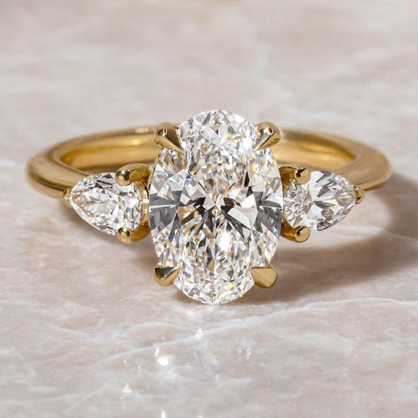 Louily Outstanding Oval Cut Three Stone Engagement Ring