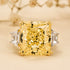 Luxurious Yellow Stone Radiant Cut Three Stone Engagement Ring In Sterling Silver - louilyjewelry