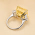 Luxurious Yellow Stone Radiant Cut Three Stone Engagement Ring In Sterling Silver - louilyjewelry