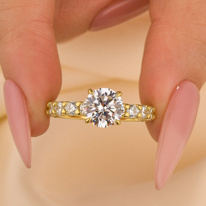 2.0Ct Round Cut Engagement Ring Travel Rings With Hidden Halo - louilyjewelry